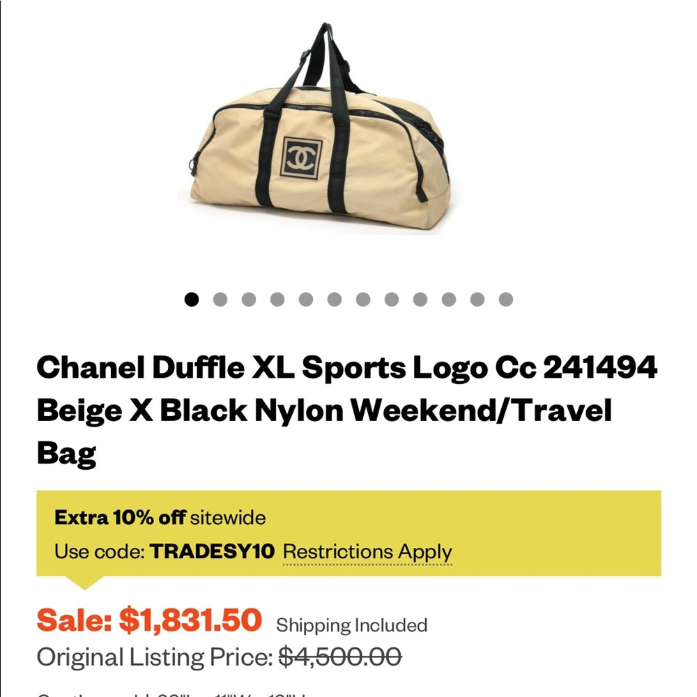 CHANEL nylon mesh gym sports ligne bag - Picture 2 of 8